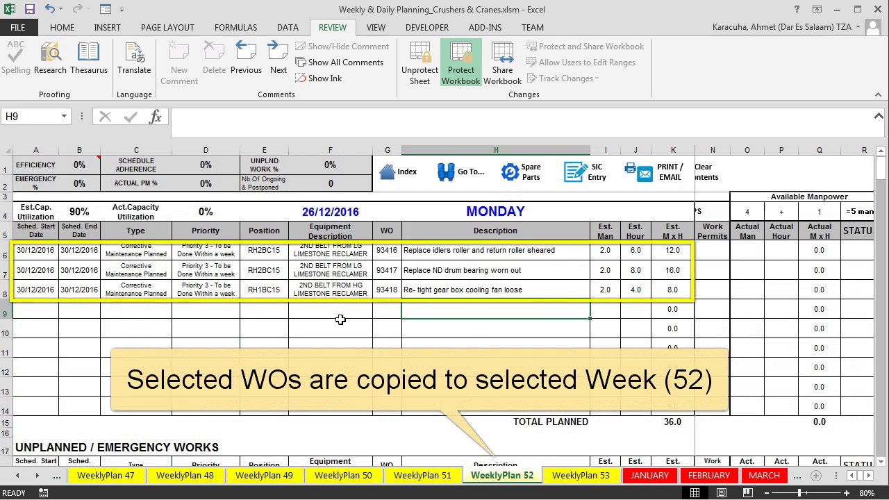 Features Maintenance Planning and Scheduling Excel Template YouTube