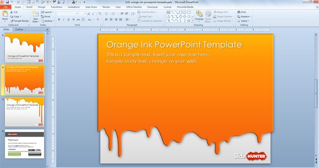 microsoft ppt templates free download free orange ink powerpoint 
