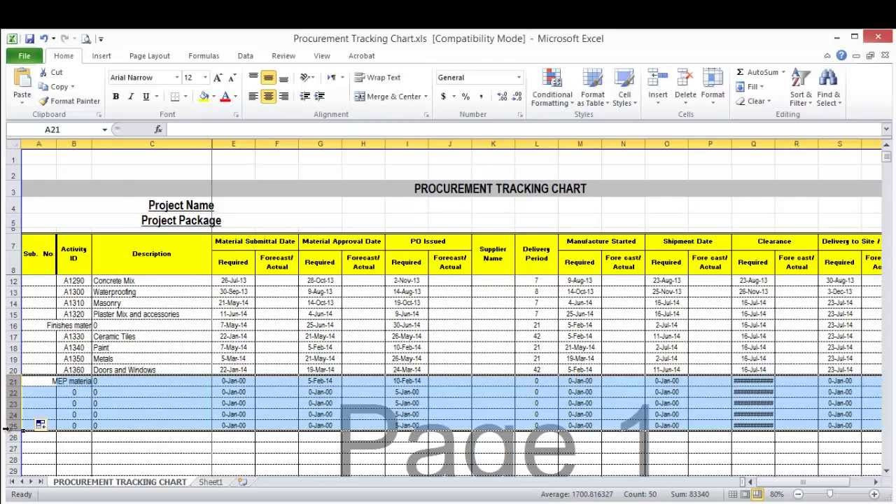 Procurement Schedule Template Excel – printable schedule template