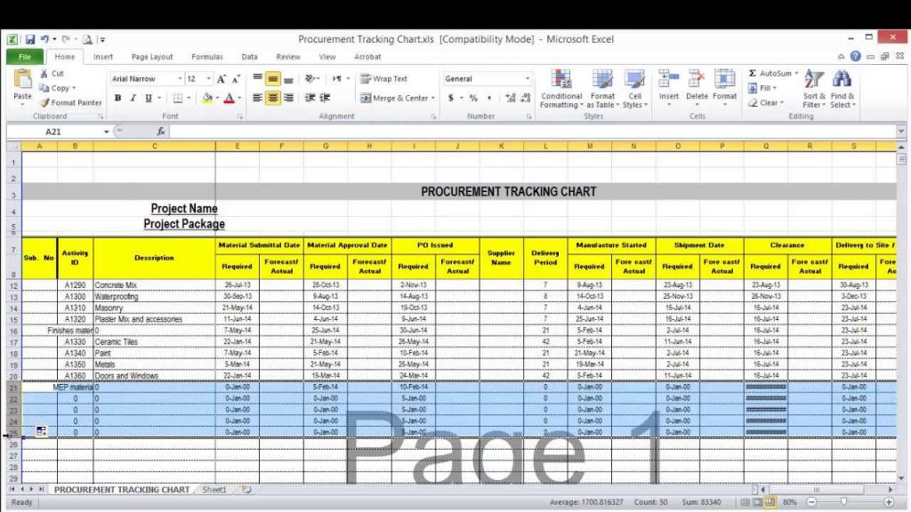Procurement Schedule Template Excel | printable schedule template