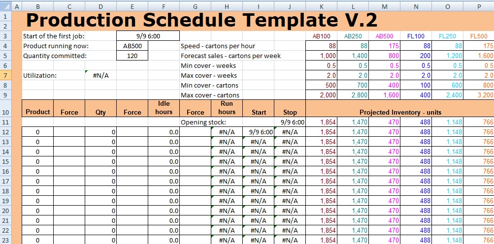 Production Schedule Template Excel | SpreadsheetTemple