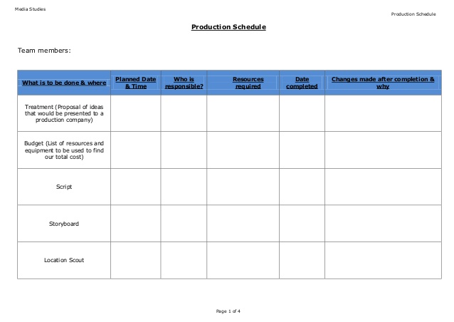 Film Shooting Schedule Template 11+ Free Word, Excel, PDF Format 