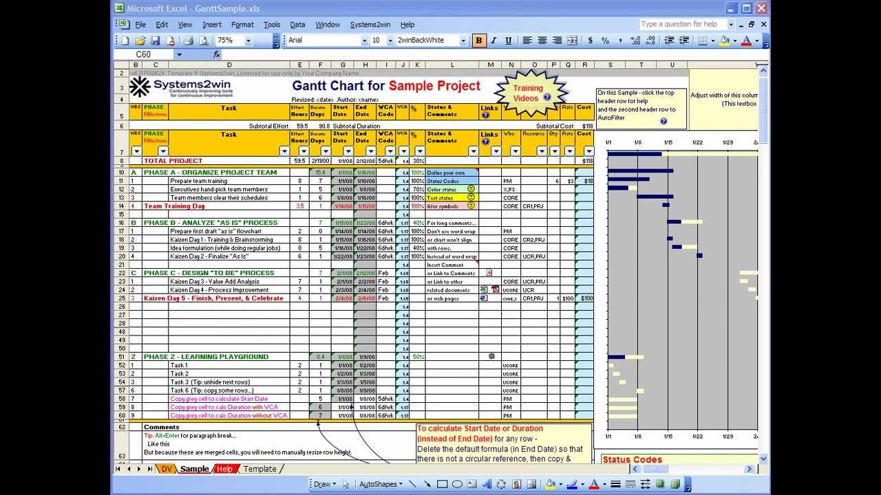 Excel Gantt Chart Project Plan YouTube