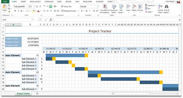 Gantt Chart Excel Template Project Planner | Magistritöö projekt 