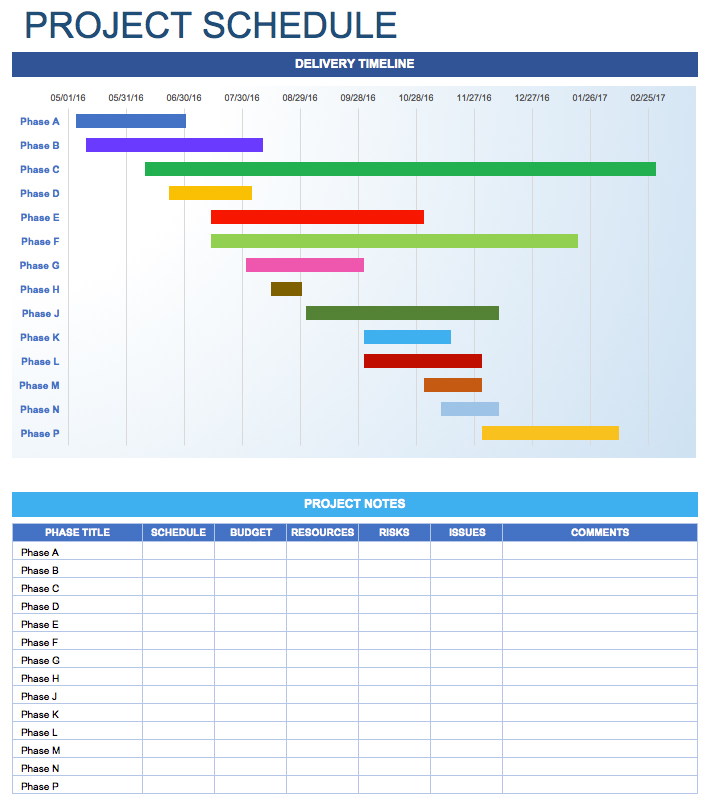 Project Schedule Template Free | printable schedule template