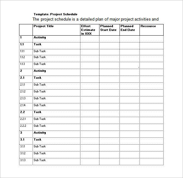 Project Management Schedule Template – 7+ Free Word, Excel, PDF 