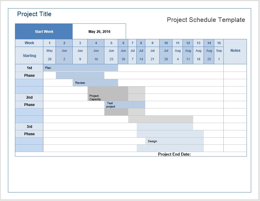 Project Timeline Template for Excel® and Word