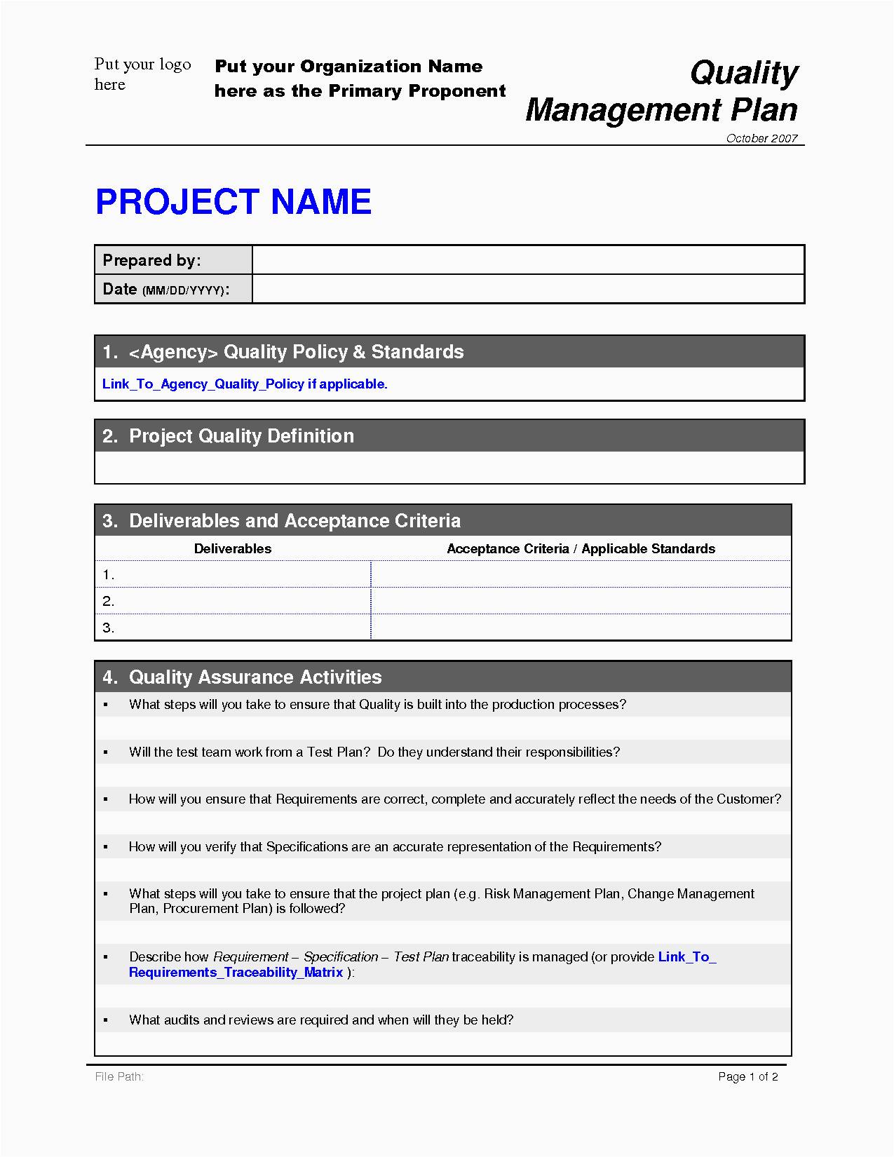 Quality Management Plan Template Project 32288 Bnxieo Portrait 