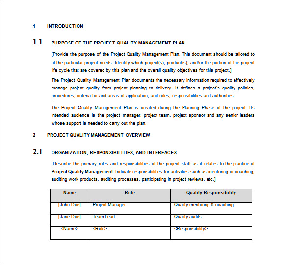 Sample project quality plan Research paper Academic Service 