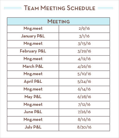 Team Schedule Template 9+ Free Word, Excel, PDF Format Download 