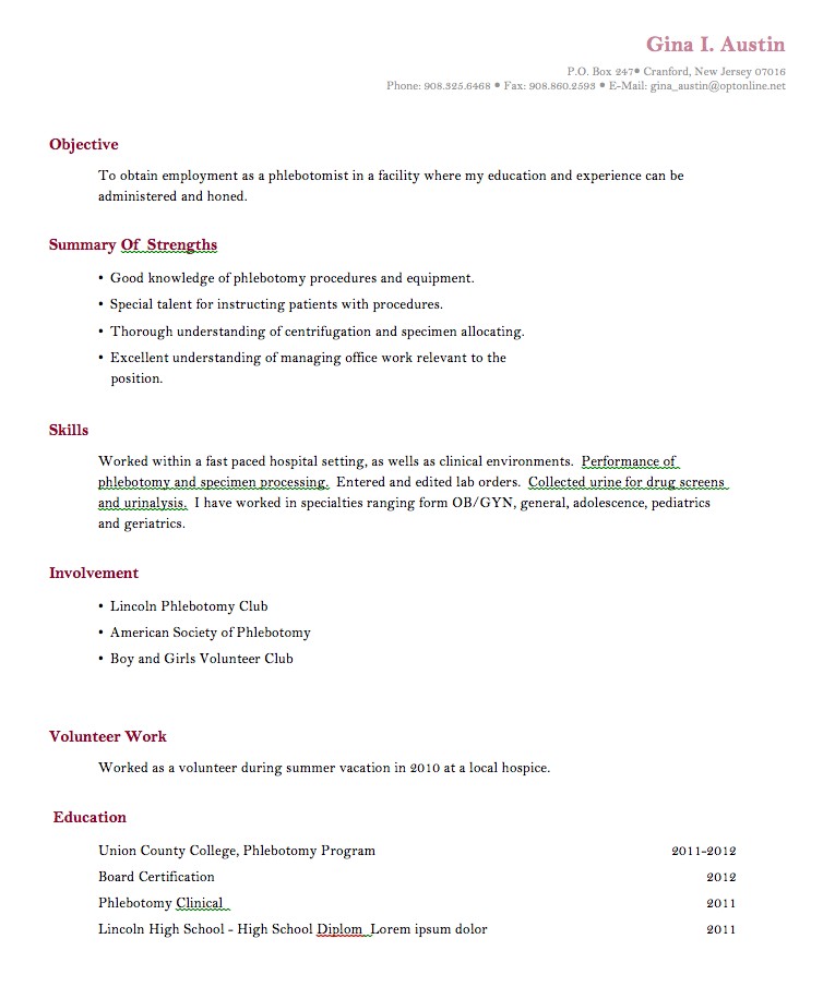 Creative Internship Resume Sample No Experience No Experience 