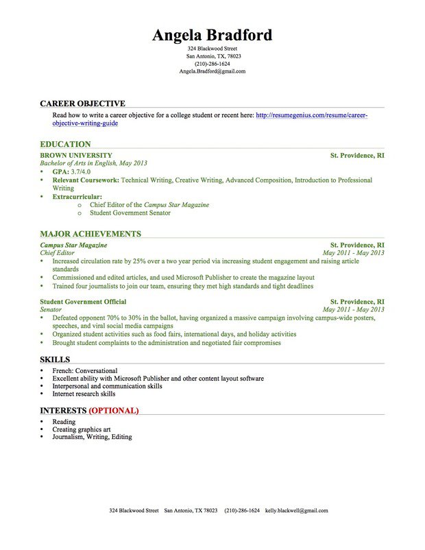 Sample Resume For College Students With No Experience | Free 