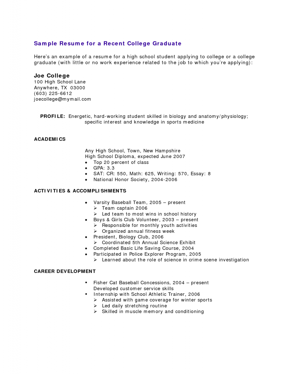 Sample Resume College Student Vintage No Experience Resume Sample 