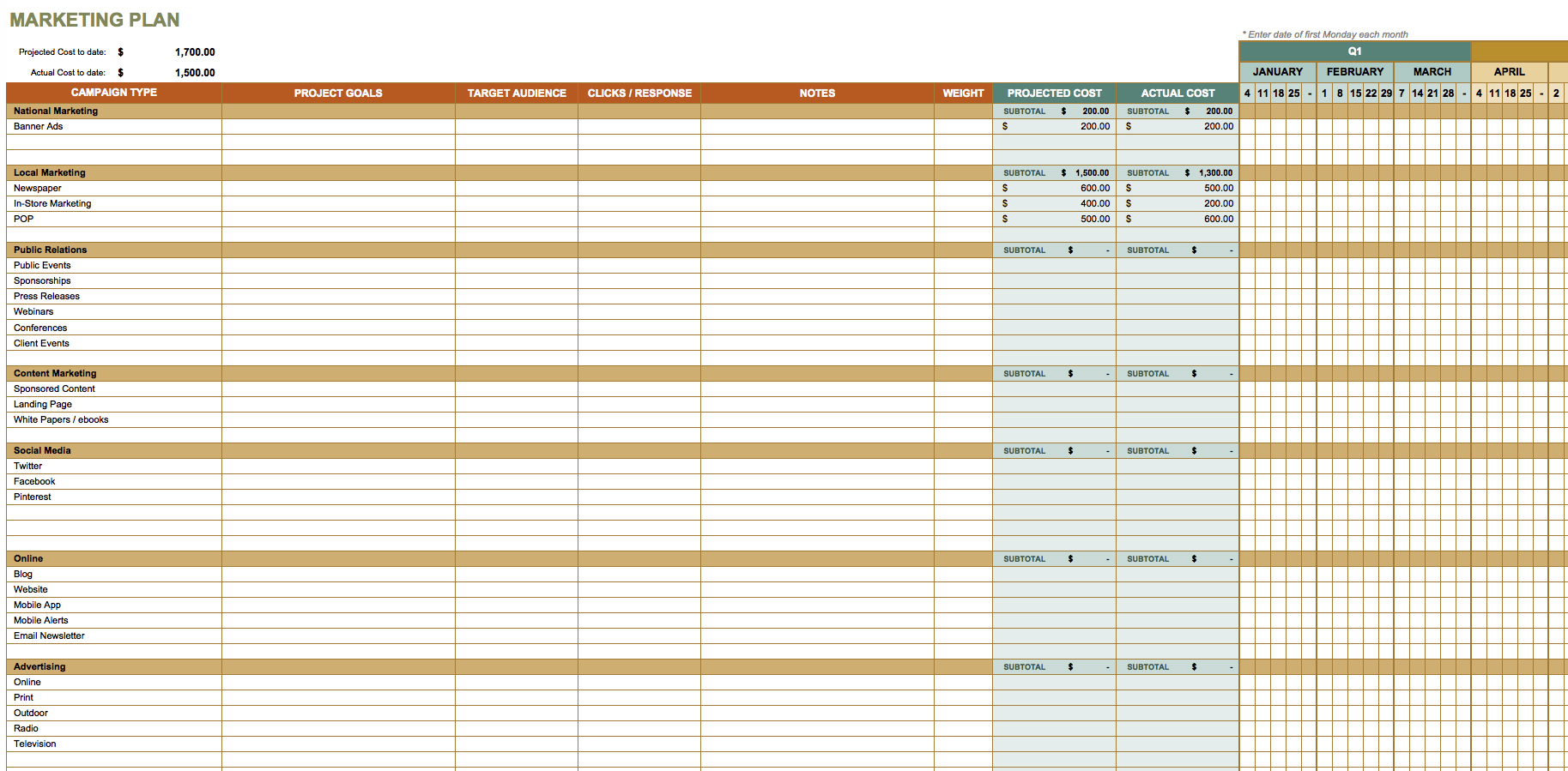 Free Marketing Plan Templates for Excel Smartsheet