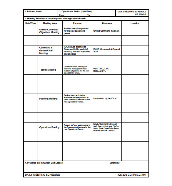 Meeting Schedule Templates 18+ Free Word, Excel, PDF Format 