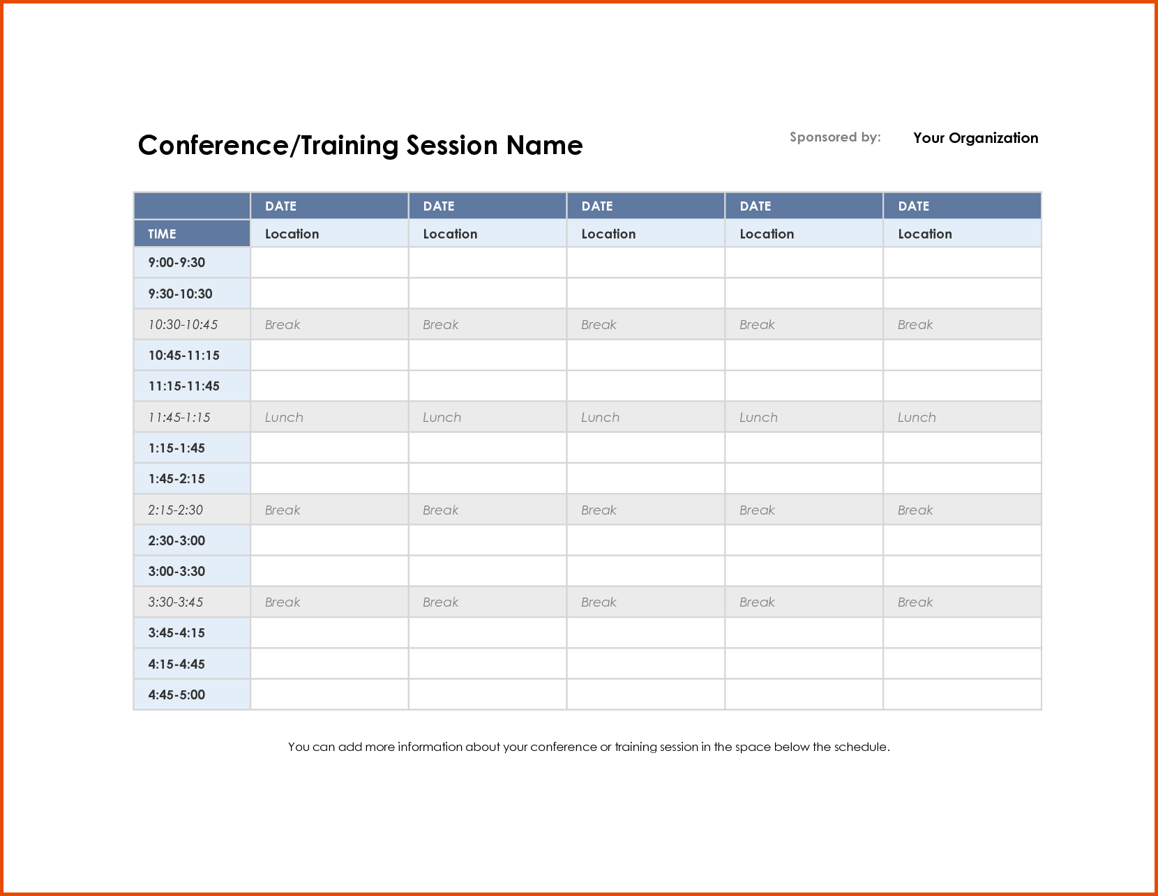 Schedule A Meeting Template printable schedule template