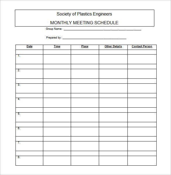 Meeting Schedule Templates 18+ Free Word, Excel, PDF Format 