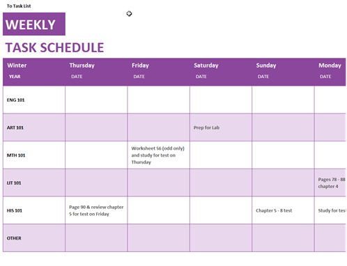 Free Weekly Schedule Templates for Word 18 templates