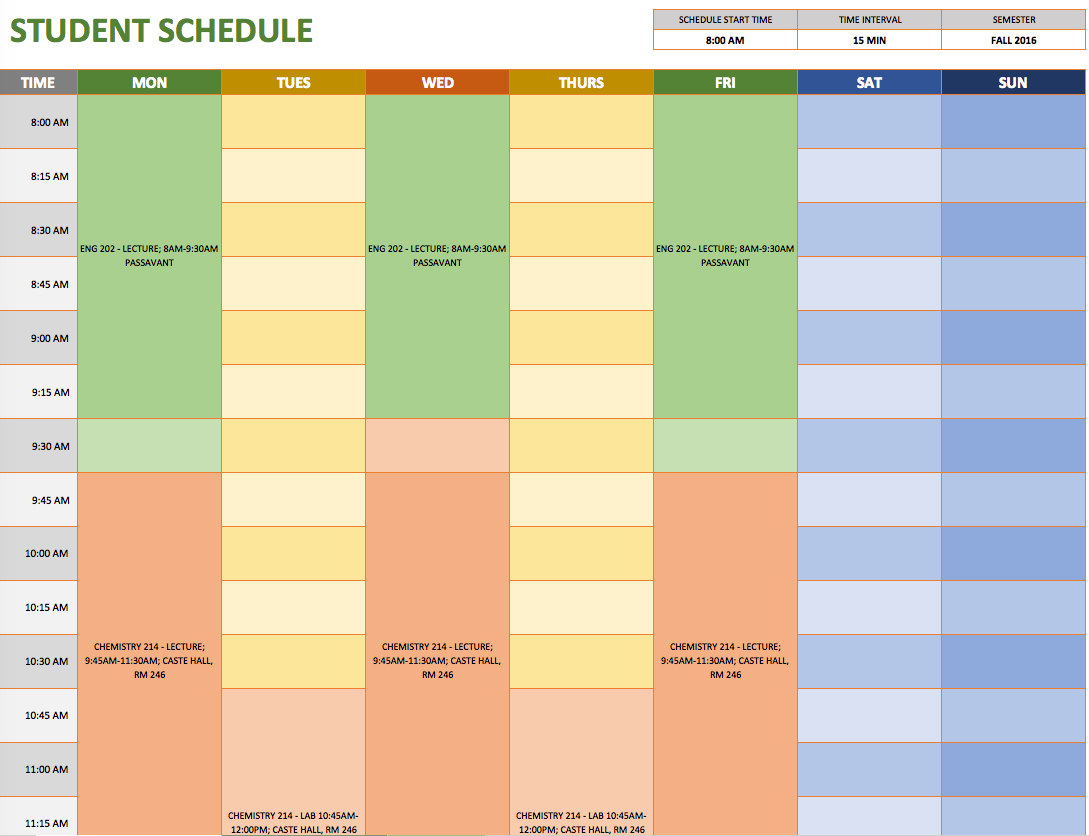 Daily Schedule Office Templates