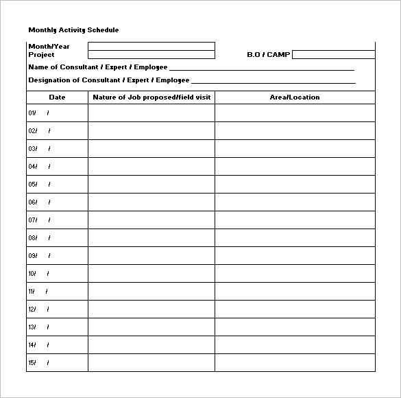 Children Daily Activity Schedule Template MS Excel | Word & Excel 