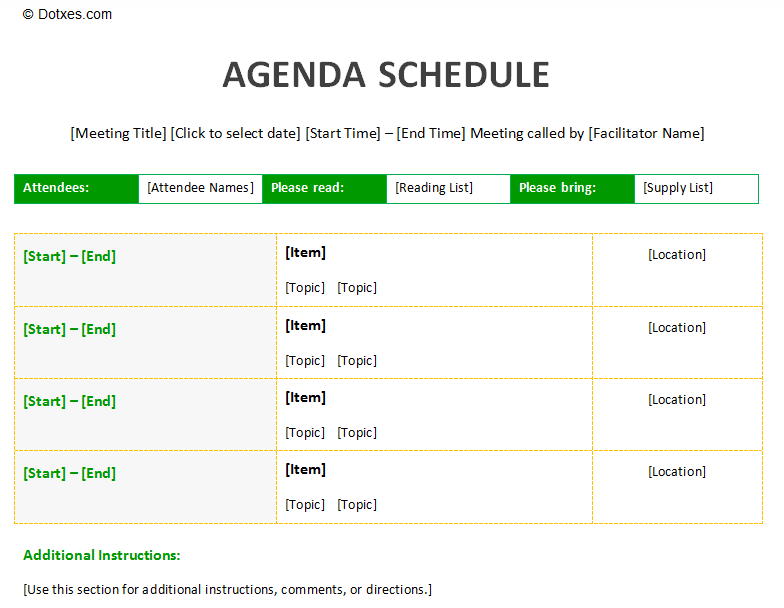 Meeting agenda schedule template to improve your meeting | Agenda 