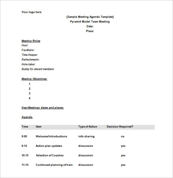 Meeting Schedule Templates 18+ Free Word, Excel, PDF Format 