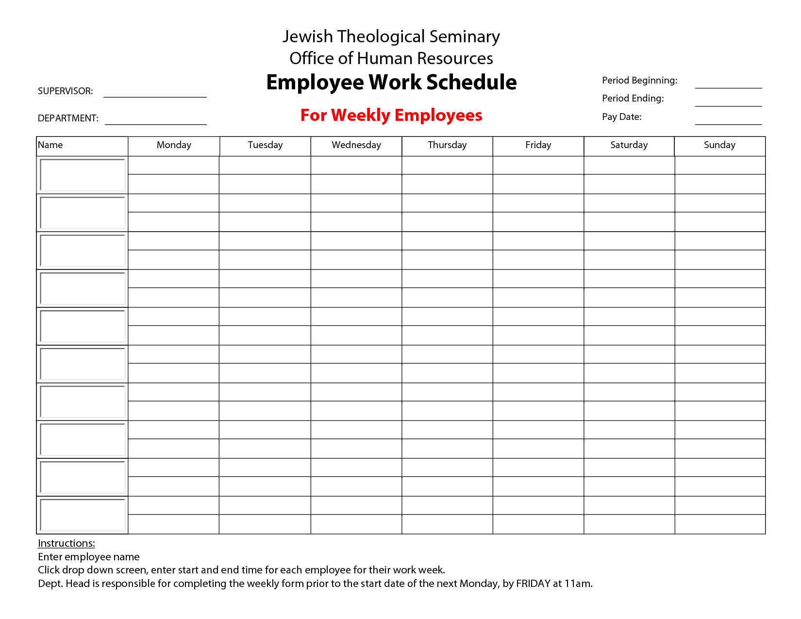 Awesome Employee Schedule Template | Best Templates