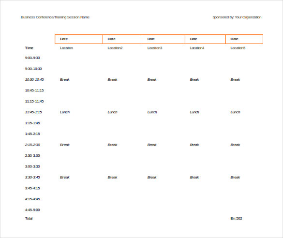 schedule itinerary template event itinerary template