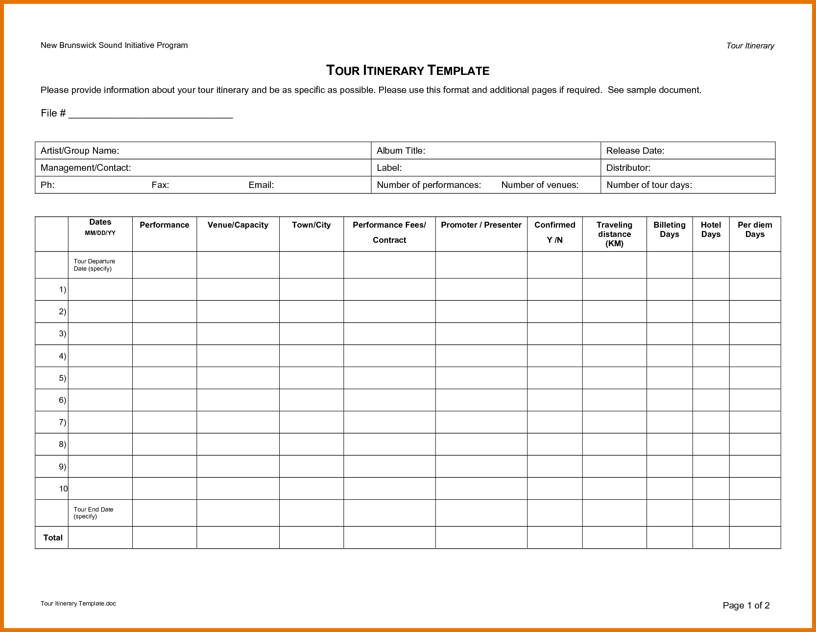 Schedule Itinerary Template Printable Schedule Template