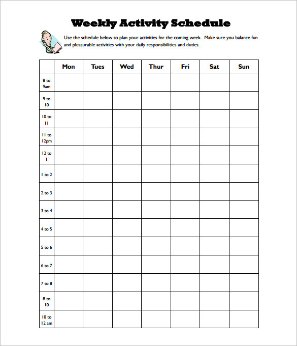 daily activity schedule form at worddox.| Microsoft Templates 