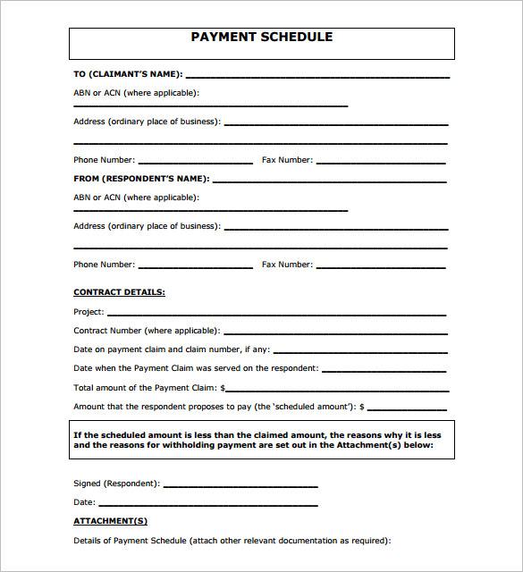 Payment Schedule Template: If you are the owner of the company or 