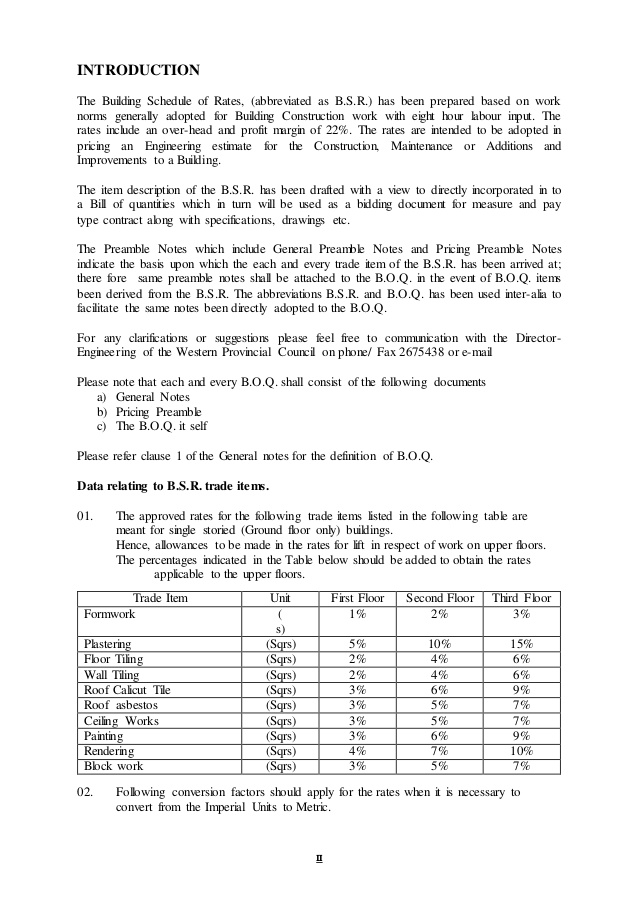 Schedule Of Rates Template | schedule template free