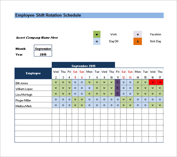 Rotating/Rotation Shift Schedule Template 17+ Free Word, Excel 