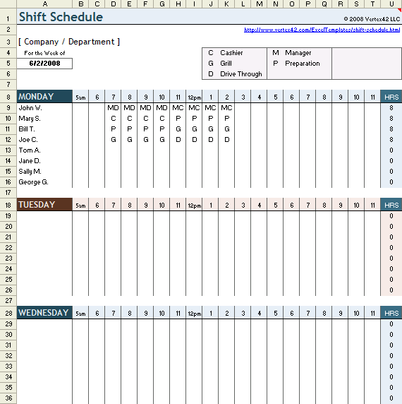 12 Steps to a Microsoft Excel Employee Shift Schedule | Zip Schedules