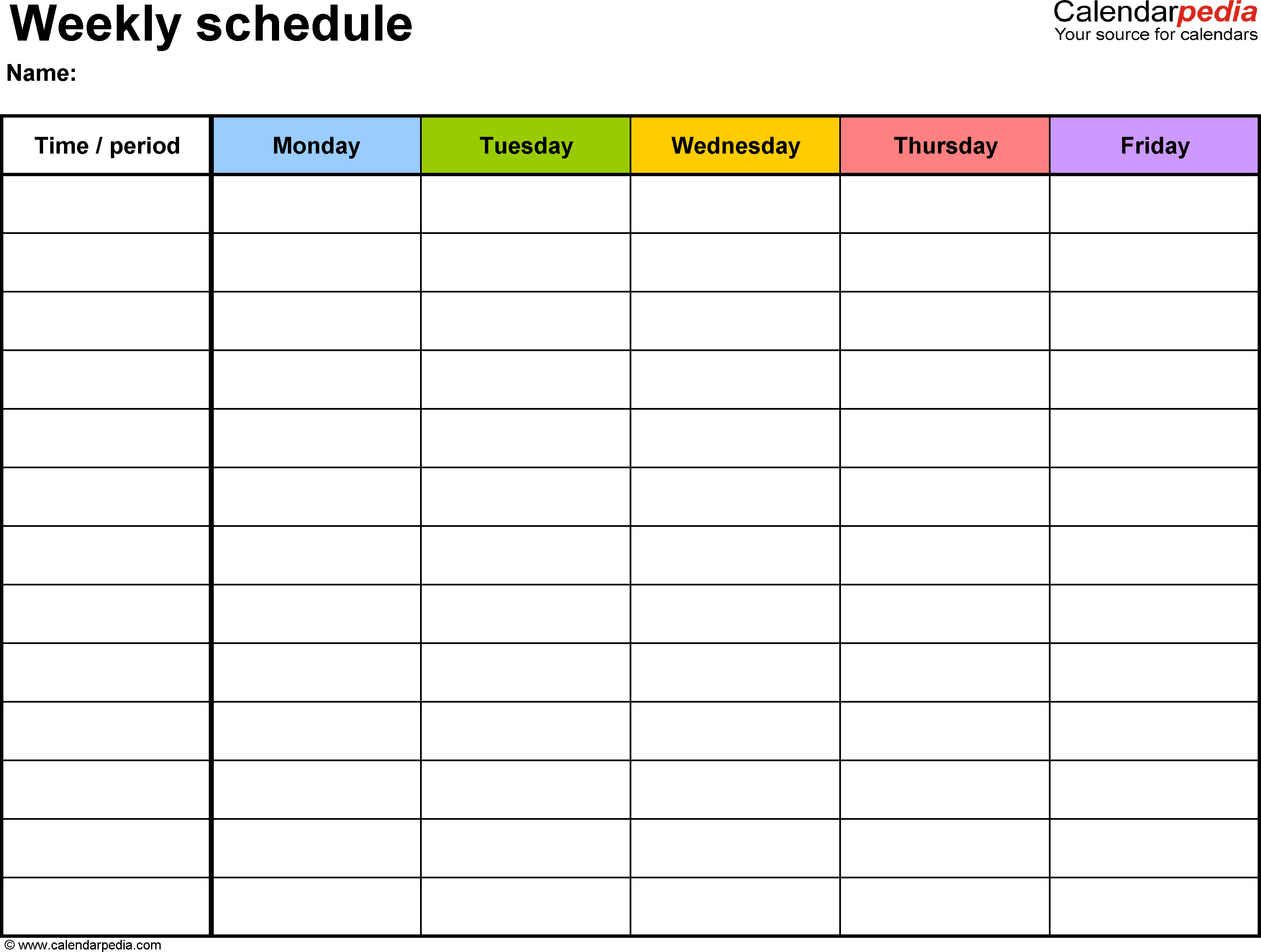 Download a free Weekly Class Schedule template for Excel 