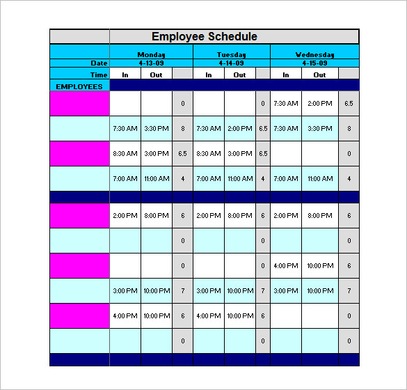 9+ staff schedule template | Marital Settlements Information