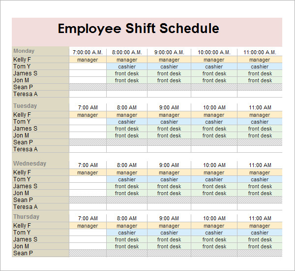 Free Excel template for your employee schedule · Findmyshift