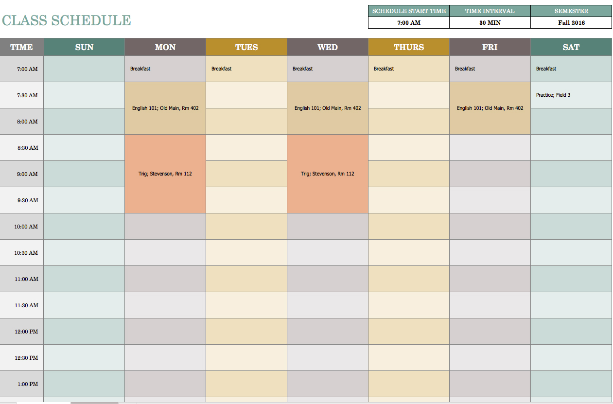 Free Weekly Schedule Templates For Excel Smartsheet