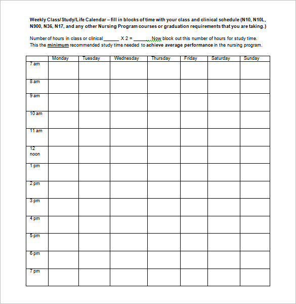 Weekly School Schedule Template 9 Free Word, Excel Documents 