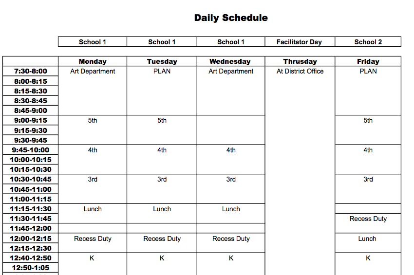 28 Images of Daily Schedule Template For Teachers | adornpixels.com