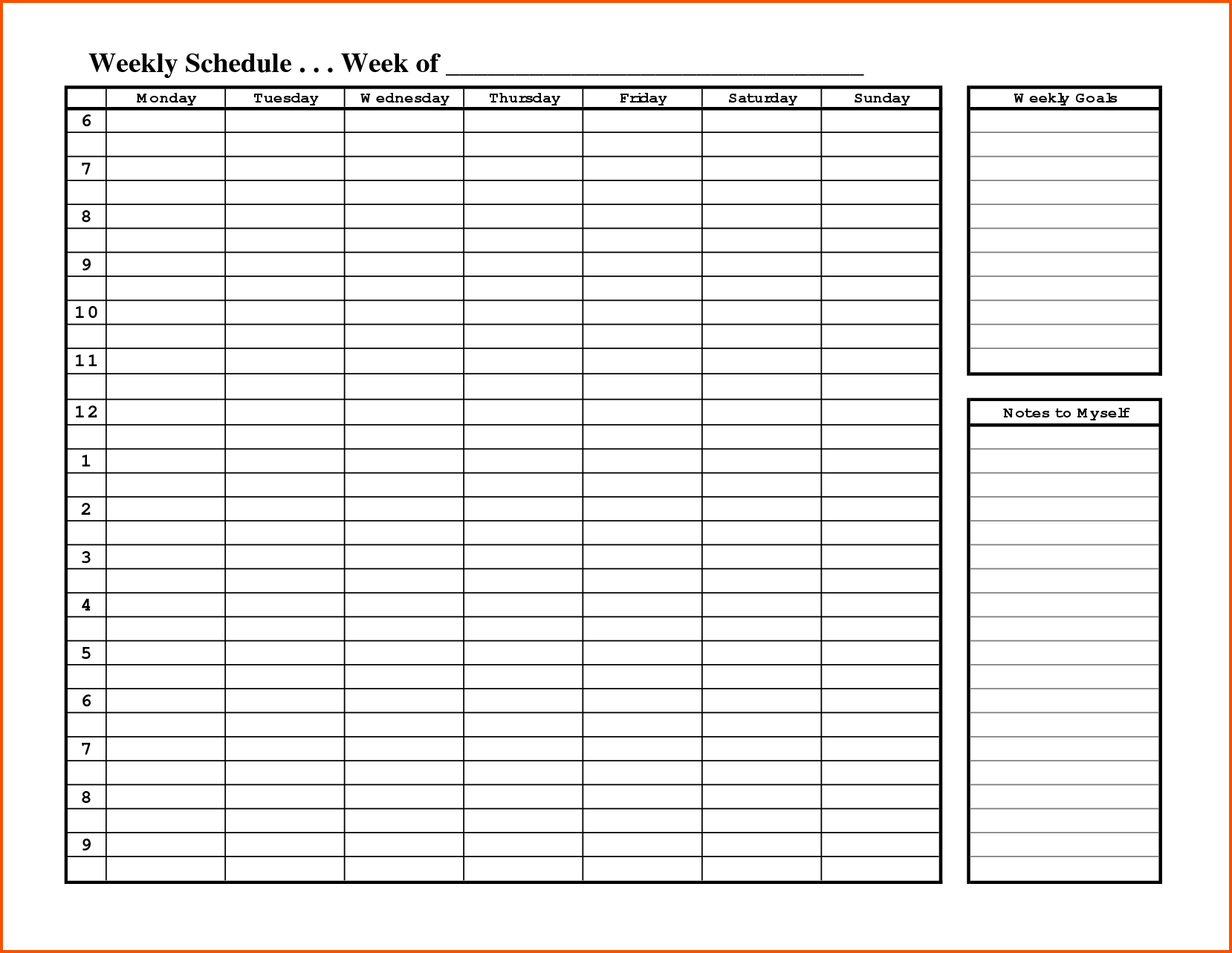 Free Printable Weekly Employee Schedule Template With Weekly Goals 