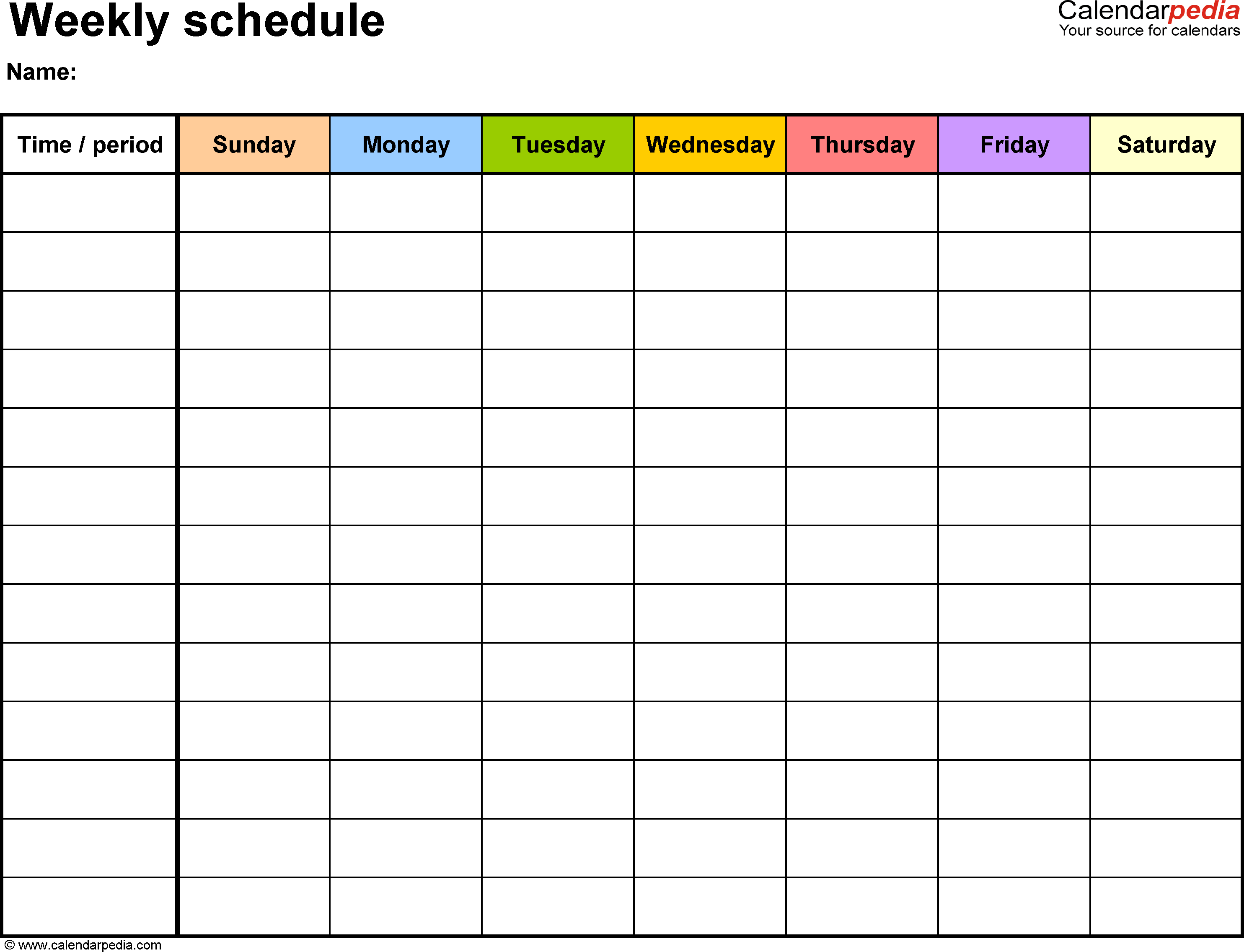 Free Weekly Schedule Templates for Word 18 templates