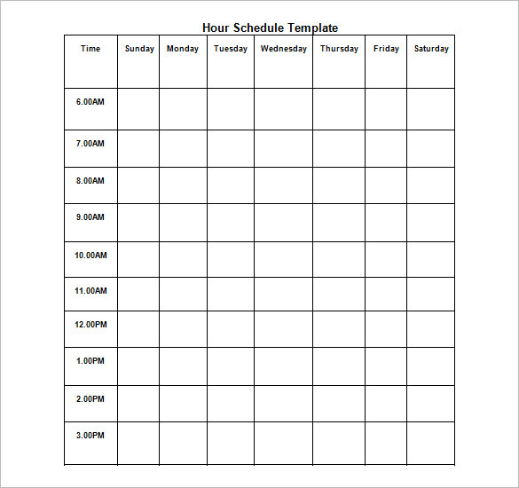 Hourly Calendar Template