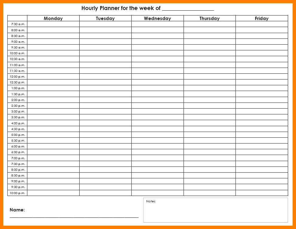 Daily Hourly Schedule Template Excel