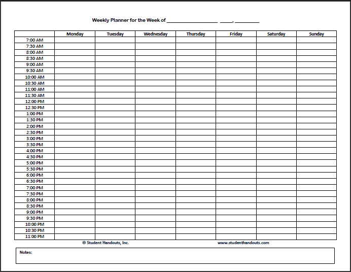 Free Printable Weekly Hourly Daily Planner