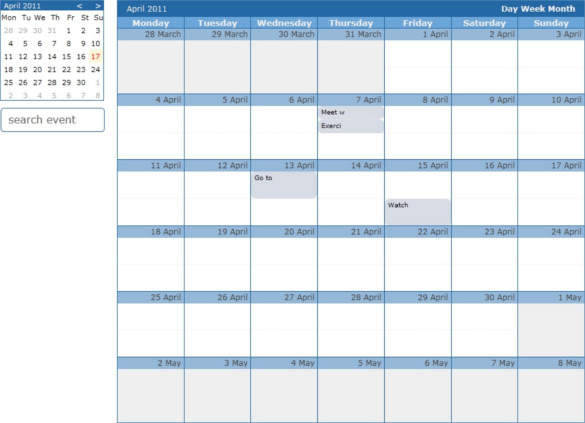 Generate pretty weekly schedule charts using HTML::Template