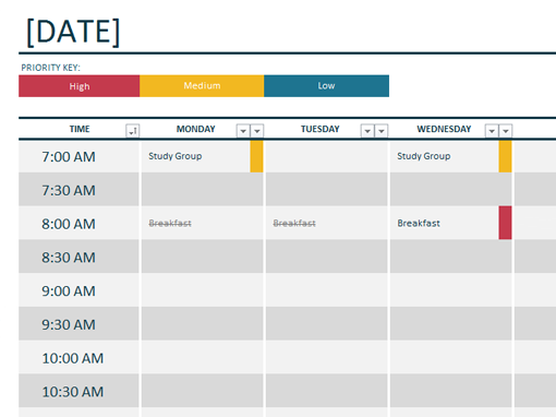 student planner templates | Daily School Schedule Template 