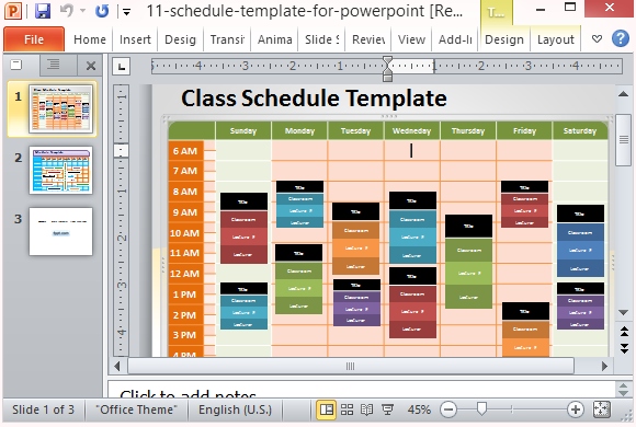 Free Personal Schedule Template for PowerPoint