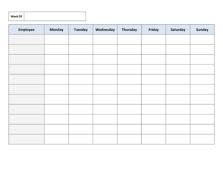 Free Printable Work Schedules | Weekly Employee Work Schedule 