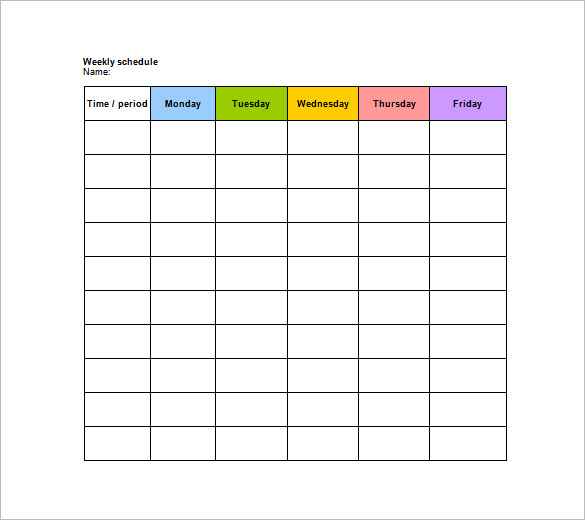 Free Weekly Schedule Templates for Word 18 templates